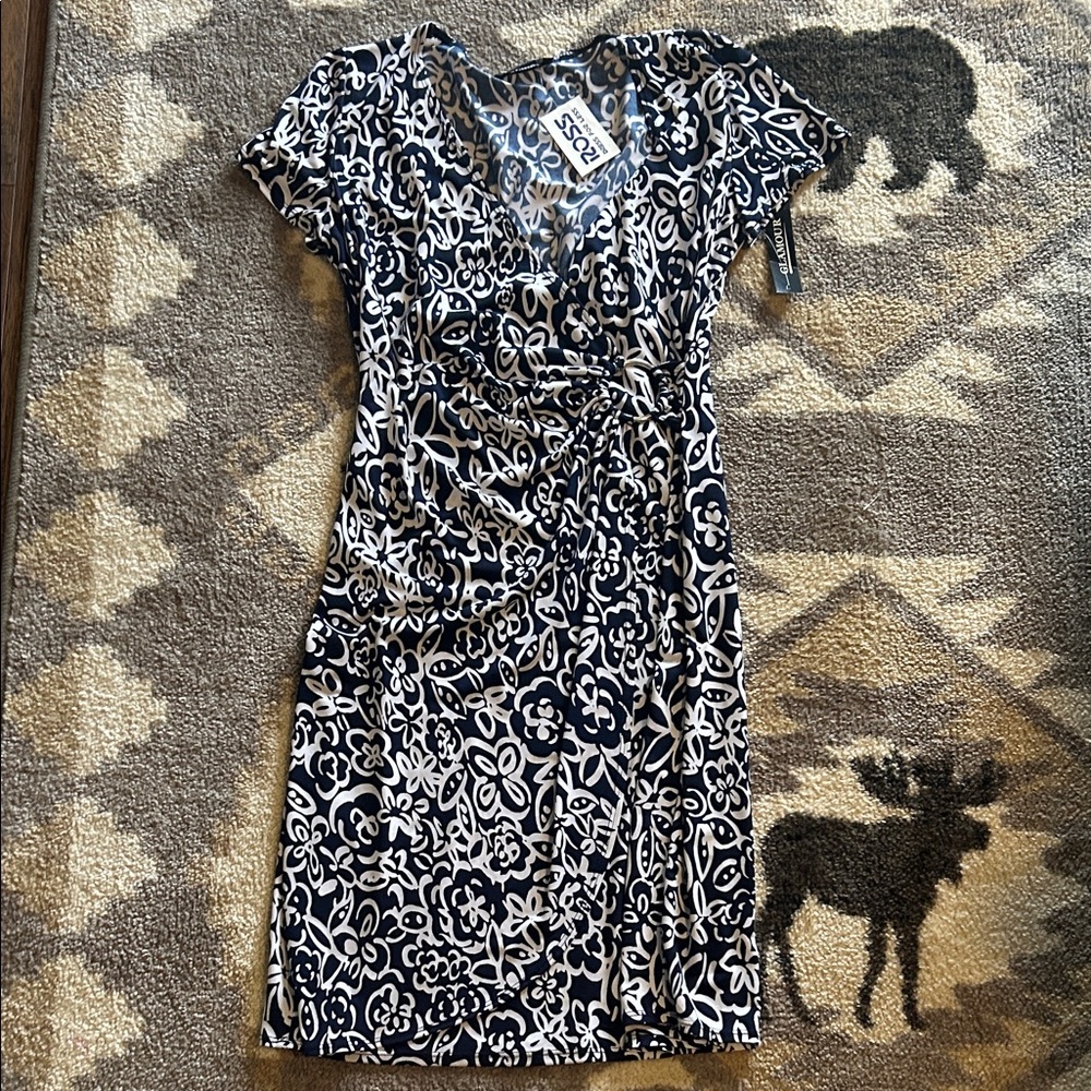 Glamour Navy Blue and White Floral Mini Dress